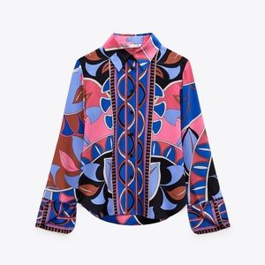 ZARA PRINTED FLOWY SHIRT